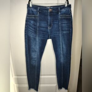 KanCan Dark Indigo High-Rise Skinny Jeans with Copper Button